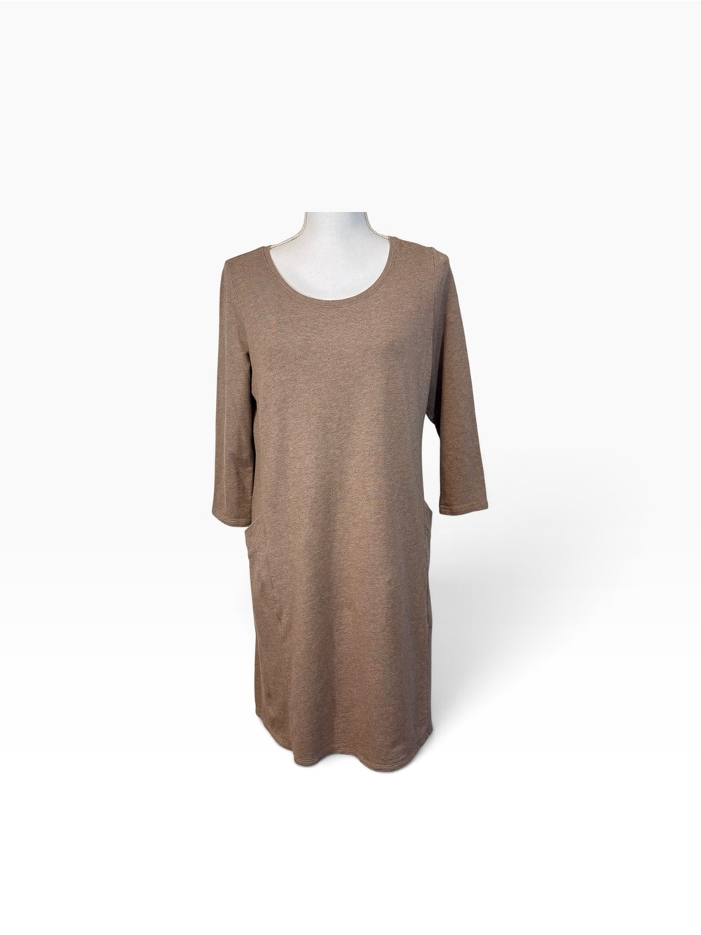 J Jill Pure Jill Taupe Brown A Line Pima Cotton Dress with Pockets M